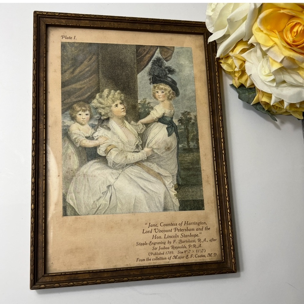 Antique Framed 1789 Art Print “Jane Countess of Harrington”